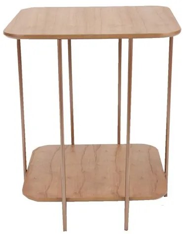 Mesa Apoio Lógica Alta Amêndoa Estrutura Ferro Cobre 66cm - 69668 Sun House