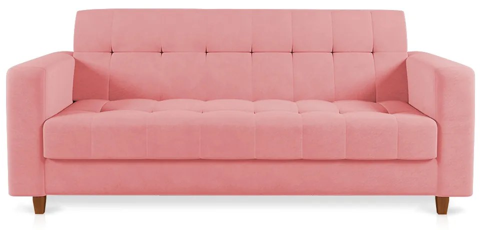 Sofá 03 Lugares Arezzo Suede Pés Chanfrado Castanho - D'Rossi - Rose