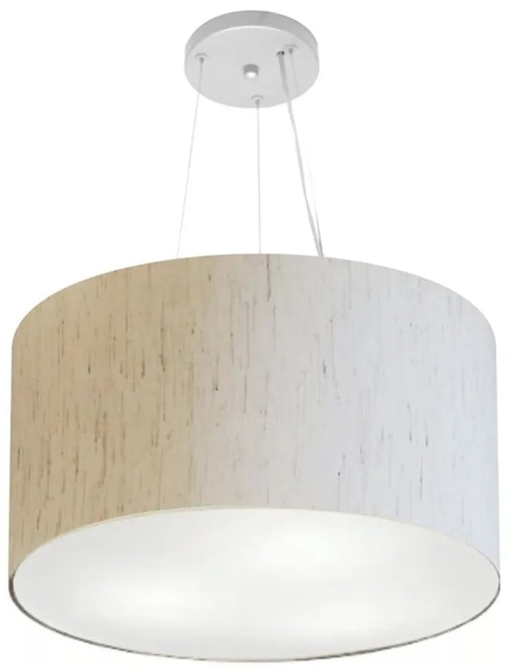 Lustre Pendente Cilíndrico Md-4187 Cúpula em Tecido 45x30cm Linho Bege - Bivolt