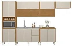 Armário de Cozinha 6 Peças Com Pia Inox Da Vinci CP1 L06 Nature/Off Wh