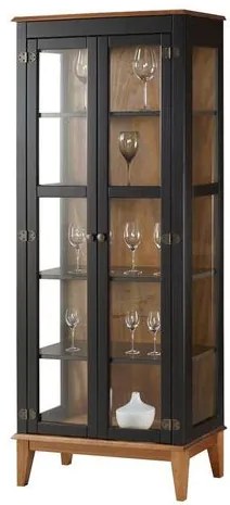 Cristaleira Bia 2 Portas cor Preto com Amendoa 180 cm - 62917 Sun House