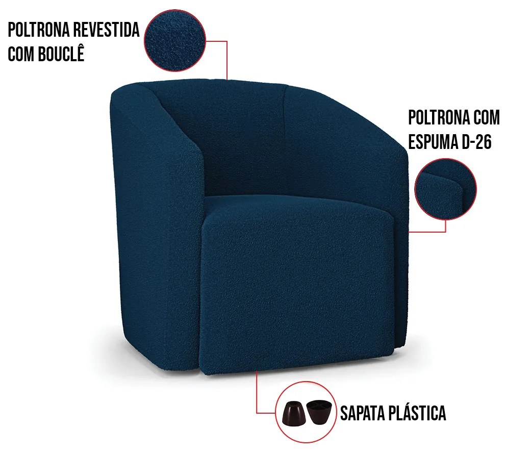 Poltrona Decorativa Orgânica Stella Max Bouclê D03 - D'Rossi - Azul