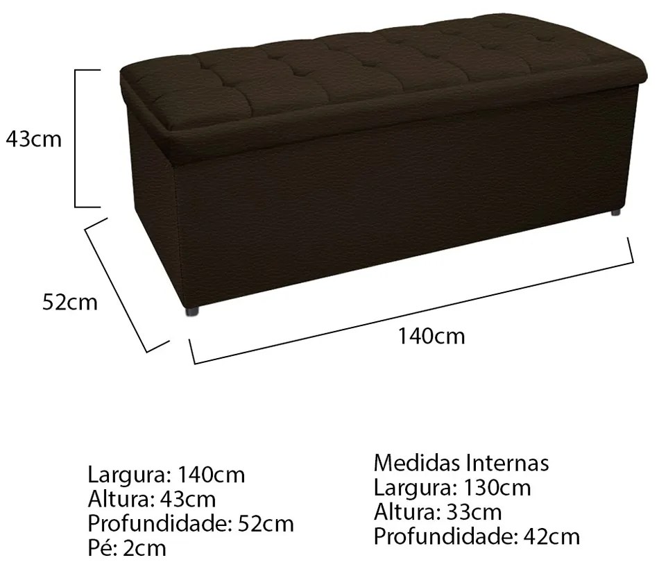 Calçadeira Copenhague 140 cm Casal Corano Marrom - ADJ Decor