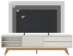 Painel para TV 75 Pol Chile e Rack Bancada Itália C05 Off White Matte/