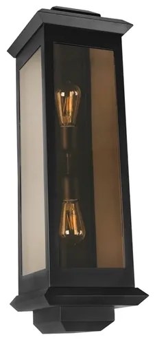 Arandela Vidro Aluminio Preto 78,1X24cm Toscana Trap Duo