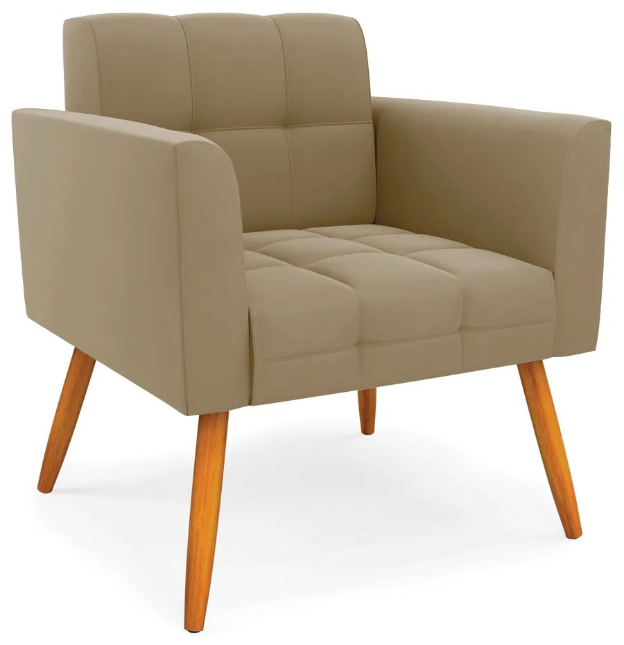 Kit 1 Sofá Namoradeira e 1 Poltrona Elisa Suede Marrom Rato Pés Palito Castanho - D'Rossi