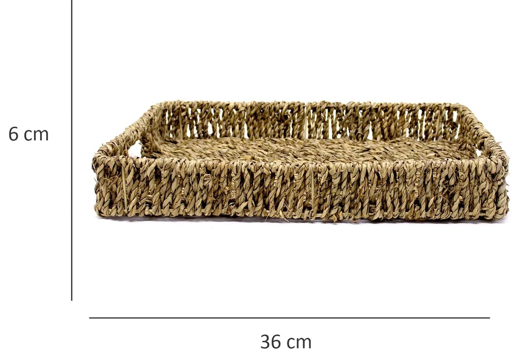 Bandeja Decorativa de Palha Retangular 6x36x38cm - D'Rossi