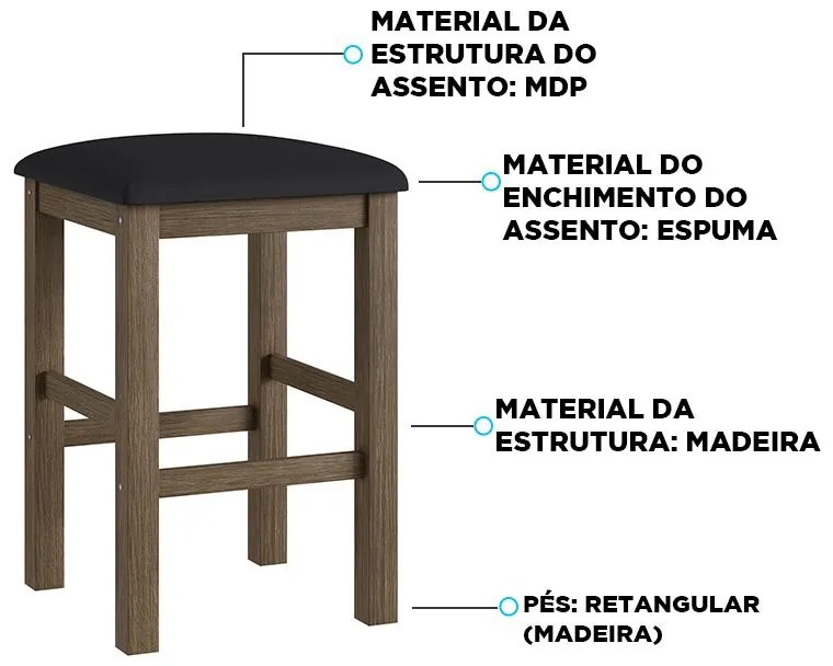 Conjunto 2 Banquetas Estofadas Madeira Espuma - Ameixa Negra/preto