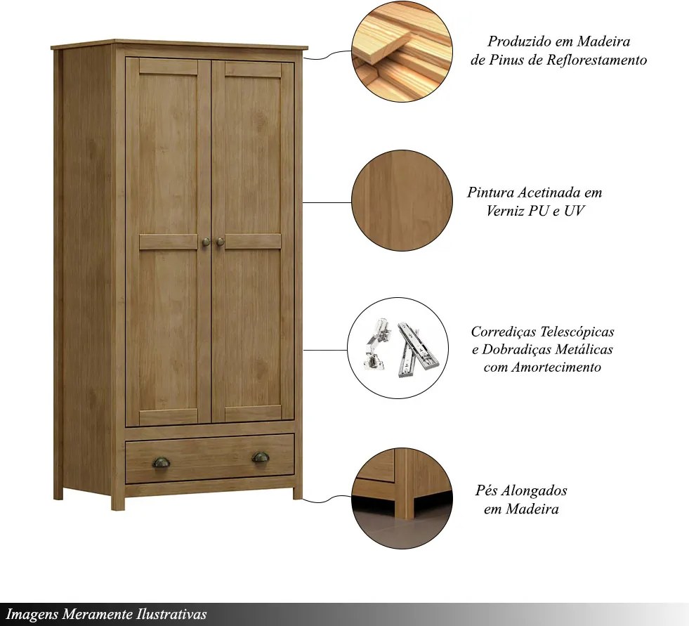 Armário Organizador 2 Portas Madeira Maciça Osiris Freijo - G74 - Gran Belo