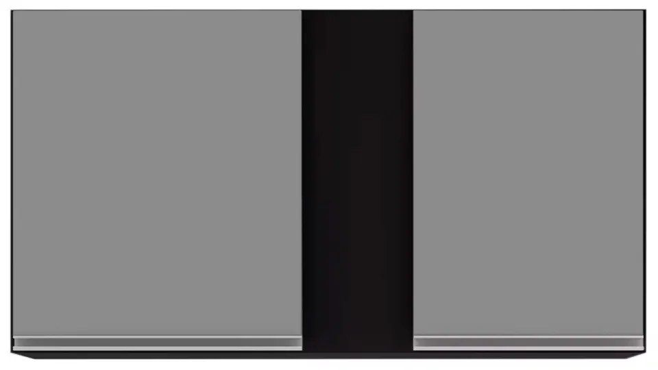 Armário Aéreo de Cozinha Lavanderia 02 Portas Agata 100 cm L06 - D'Rossi - Preto e Cinza