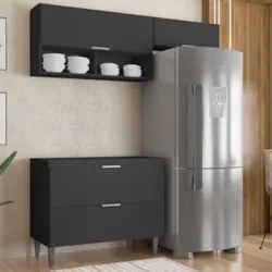 Armário de Cozinha CP03 Para Pia 100cm Pérola Z34 Preto     - Mpozenat