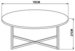 Mesa De Centro Redonda Baixa Volpi 27856 Vermont Base Preta - Artesano