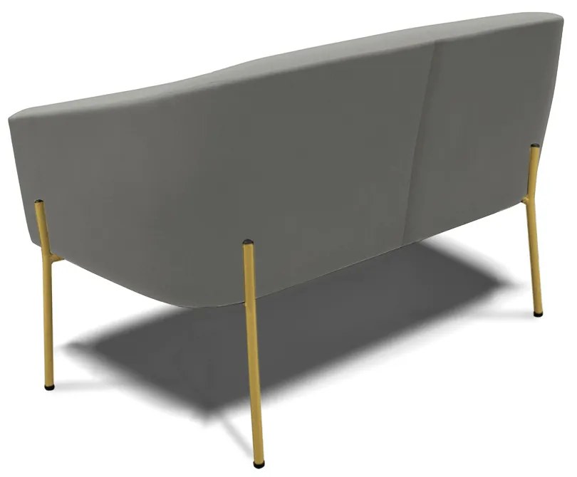 Sofá Namoradeira e Poltrona Pé de Ferro Dourado Stella Suede D03 - D'Rossi - Grafite