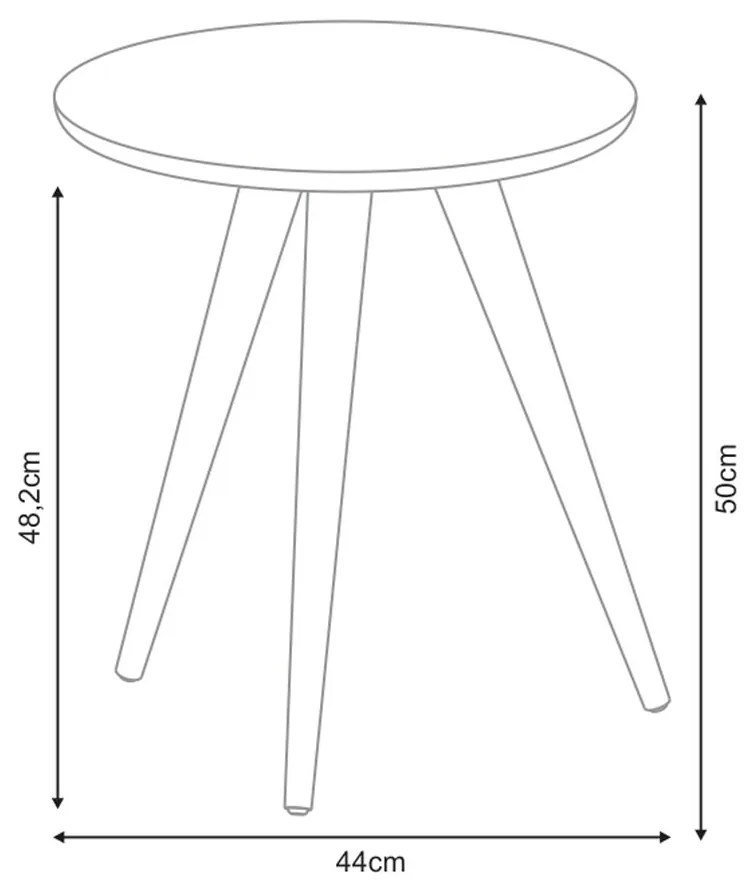 Mesa Lateral Sala de Estar Recepção 44cm Pés Palito Tailân Off White G26 - Gran Belo