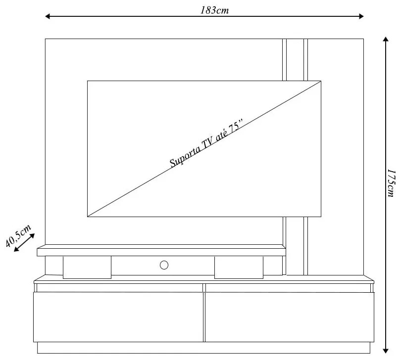 Home Theater Braun 2 Gavetas MDP até 75 Calacata/OffWhite G97 - Gran Belo (FDL)