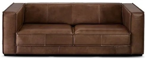 Sofá Collin 3 Lugares Couro Chocolate Pés Em Madeira 225cm - 69465 Sun House