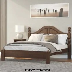 Cama Casal Clássica Queen 160cm Pé Madeira Eduarda Café F07 - Mpozenat
