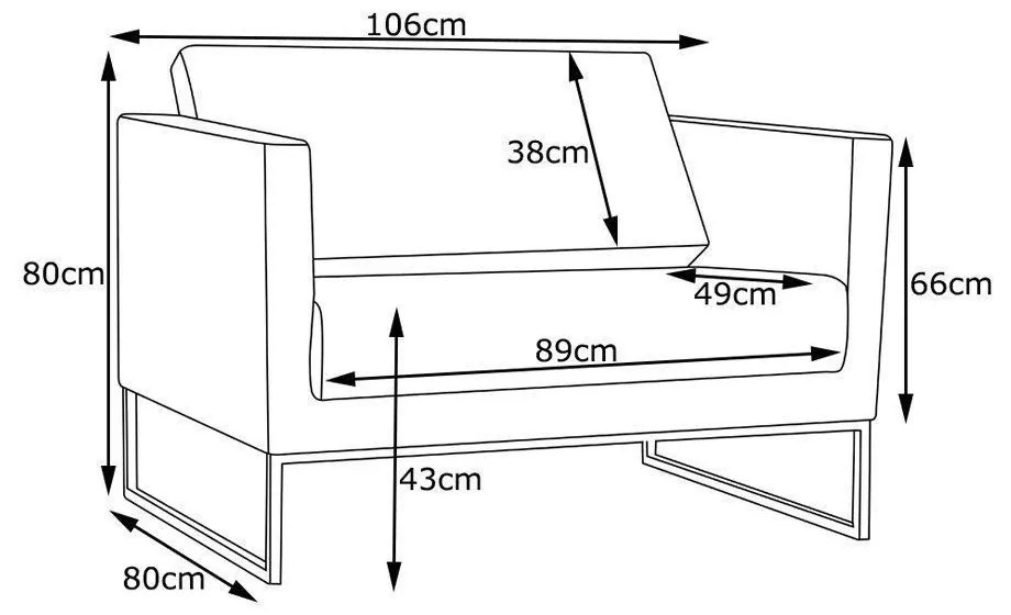 Poltrona Decorativa Julia 106cm PU Sintético Bege Claro G15 - Gran Belo