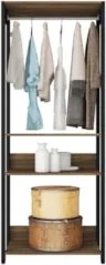 Guarda Roupa Solteiro Closet 73cm 3 Prateleiras Una Mel/Preto C01 - Mp
