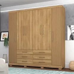Guarda Roupa Casal 6 Portas 6 Gavetas 223cm Quebec V02 Nature/Brisa -