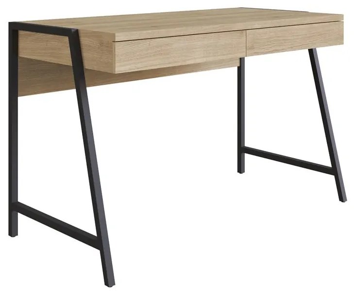 Mesa Escrivaninha Home Pinus 125cm 2 Gavetas Carvalho Preto