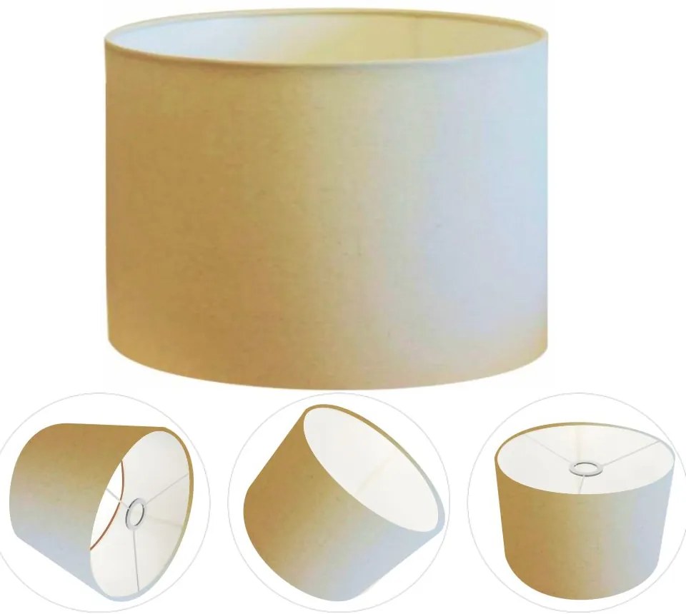 Cúpula em tecido cilíndrica abajur luminária cp-4999 50x45cm algodão crú