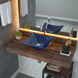Cuba Pia de Apoio para Banheiro Quadrada Luxo 34 C08 Azul Escuro - Mpo