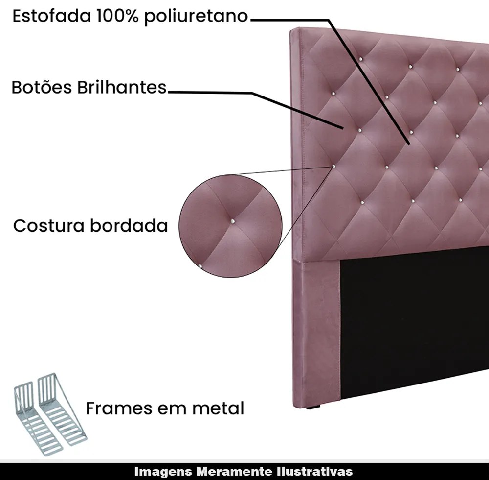 Cabeceira Decorativa Casal 1,40M Tàzio Veludo Uva G63 - Gran Belo