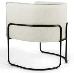 Poltrona Decorativa Base Aço Betina C-107 Linho Bege Claro - Domi