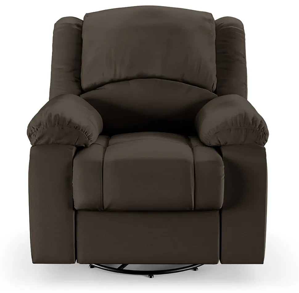 Poltrona do Papai Reclinável Sala de Cinema Madrid Glider Manual Giratória USB PU Marrom  G23
