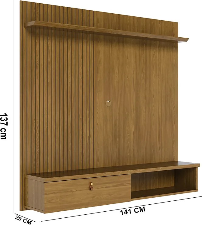 Painel TV 55 Pol 141cm Bancada Suspensa para Sala Seluna Cumaru M20 - D'Rossi