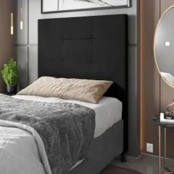 Cabeceira Cama Box Solteiro 90cm Safira Suede Preto Z51 - Mpozenato