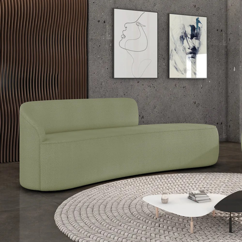 Sofá 4 Lugares Orgânico 220 cm Morgan Bouclê - Verde - Verde Pistache