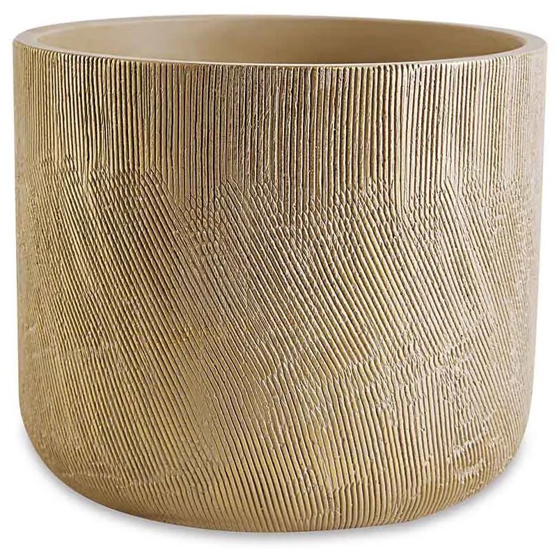 Cachepot em Cimento Nude e Dourado - 21x20cm
