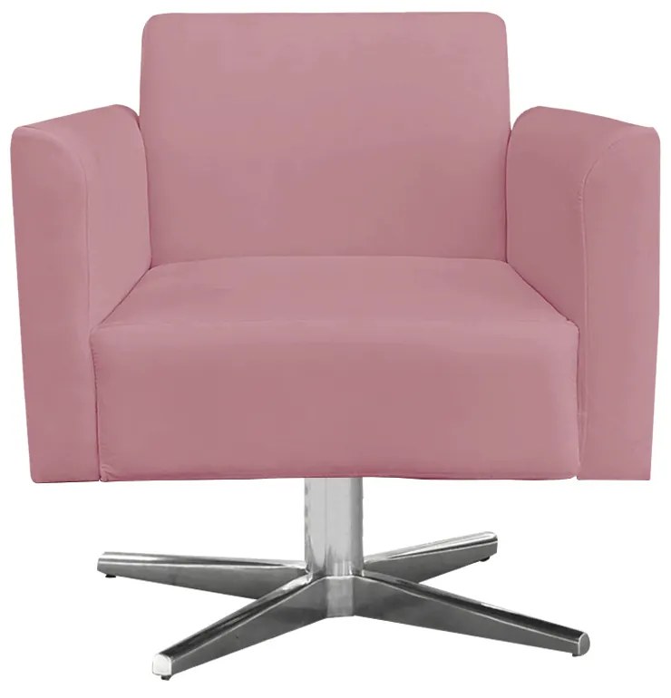 Kit 02 Poltronas Giratória Marisa Suede Base Cromada D03 - D'Rossi - Rose