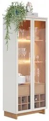 Cristaleira Adega 2 Portas 1 Gaveta Tijuca C05 Off White/Freijó - Mpoz