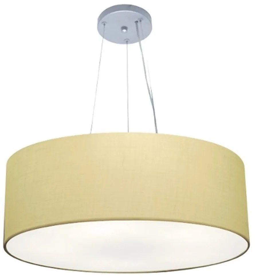 Lustre Pendente Cilíndrico Md-4070 Cúpula em Tecido 80x30cm Algodão Crú - Bivolt