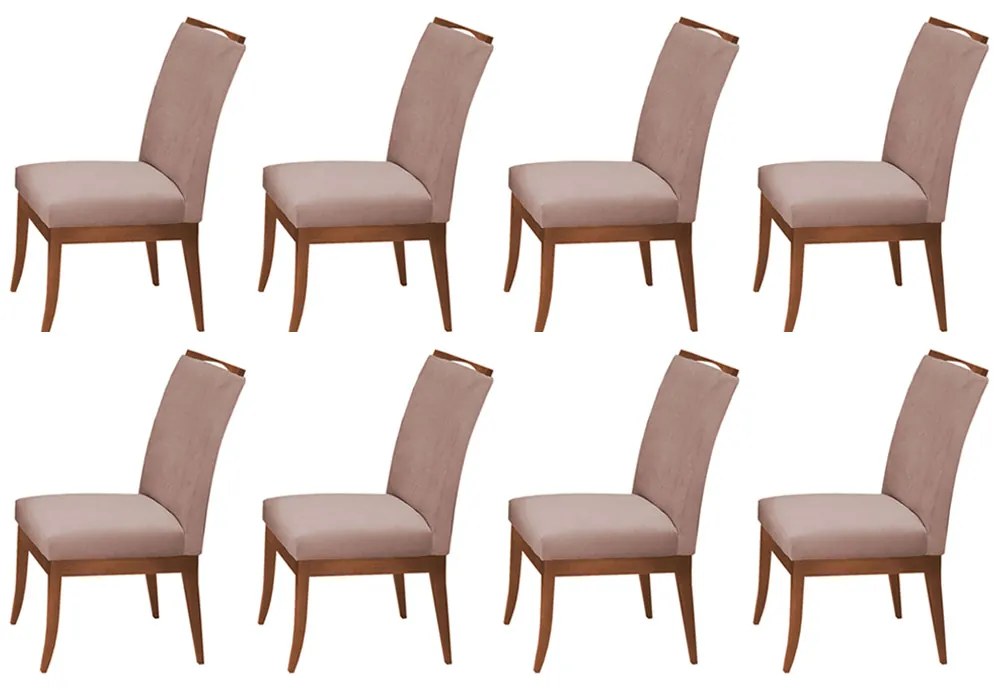 Conjunto 8 Cadeiras Sala de Jantar Lana Veludo Crepe