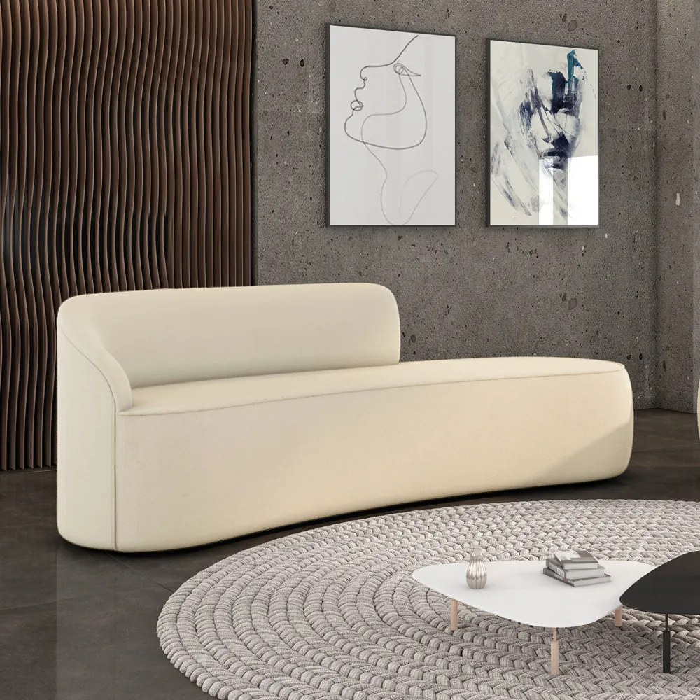 Sofá 4 Lugares Orgânico 220 cm Morgan Suede - Verde - Bege