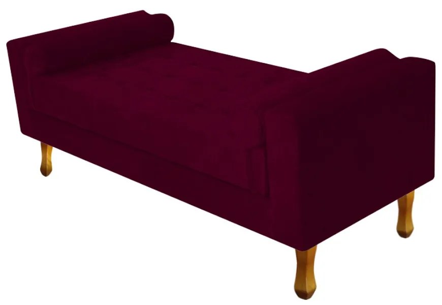 Recamier Baú Félix Solteiro 90cm Suede Bordô - ADJ Decor