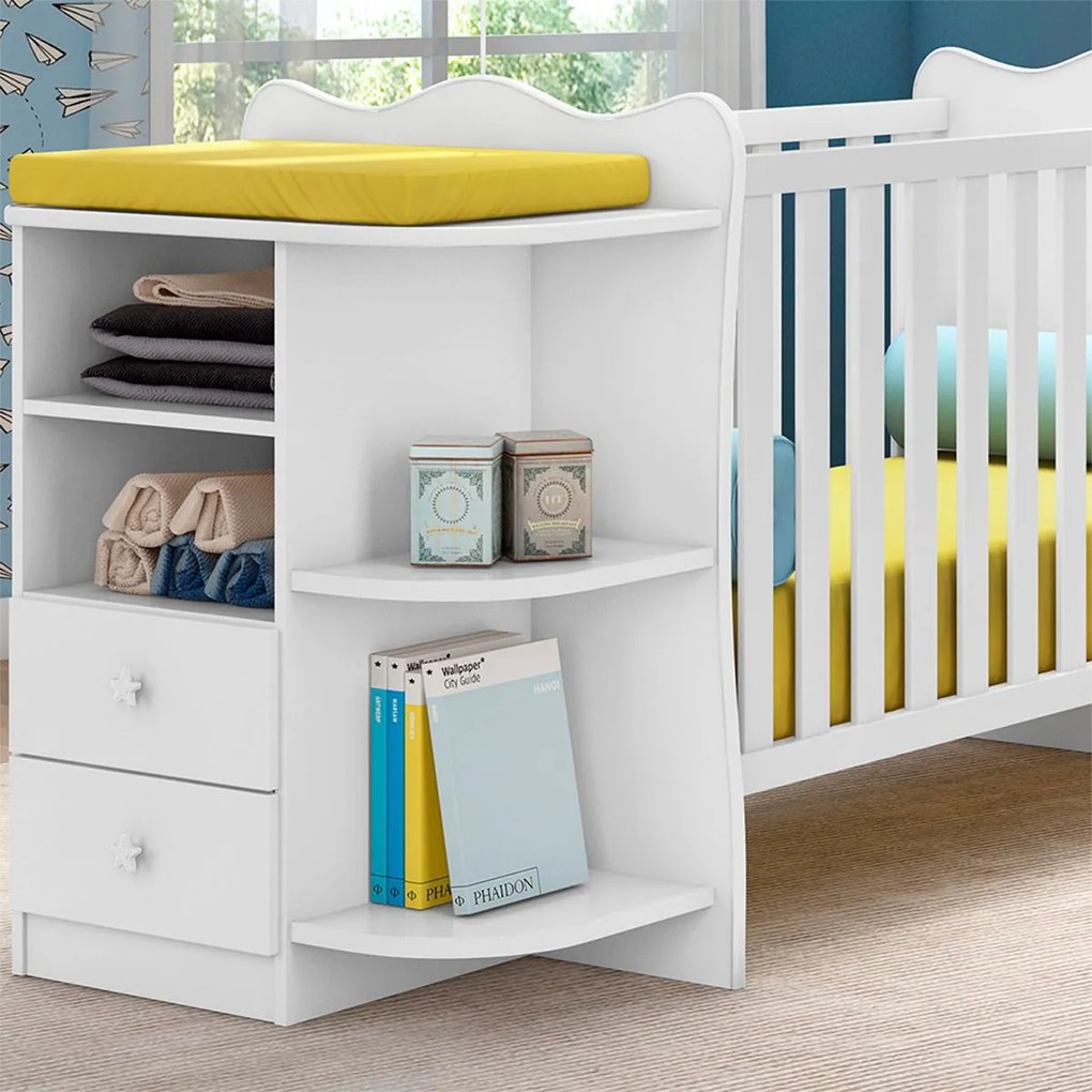Berço Cômoda com Cantoneira Brilhar Q01 - ADJ Decor