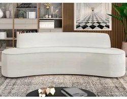 Sofá 3 Lugares para Sala de Estar Living 210cm Koane D06 Bouclê Off Wh