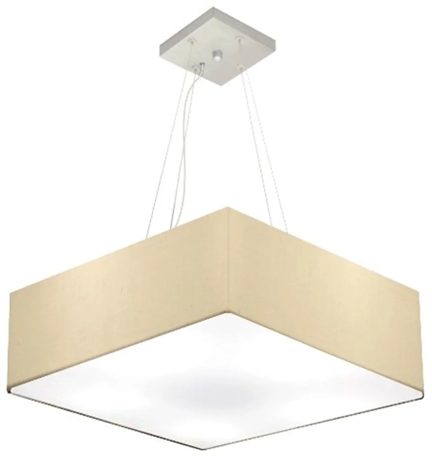 Lustre Pendente Quadrado Md-4198 Cúpula em Tecido 15/60x60cm Algodão Crú - Bivolt