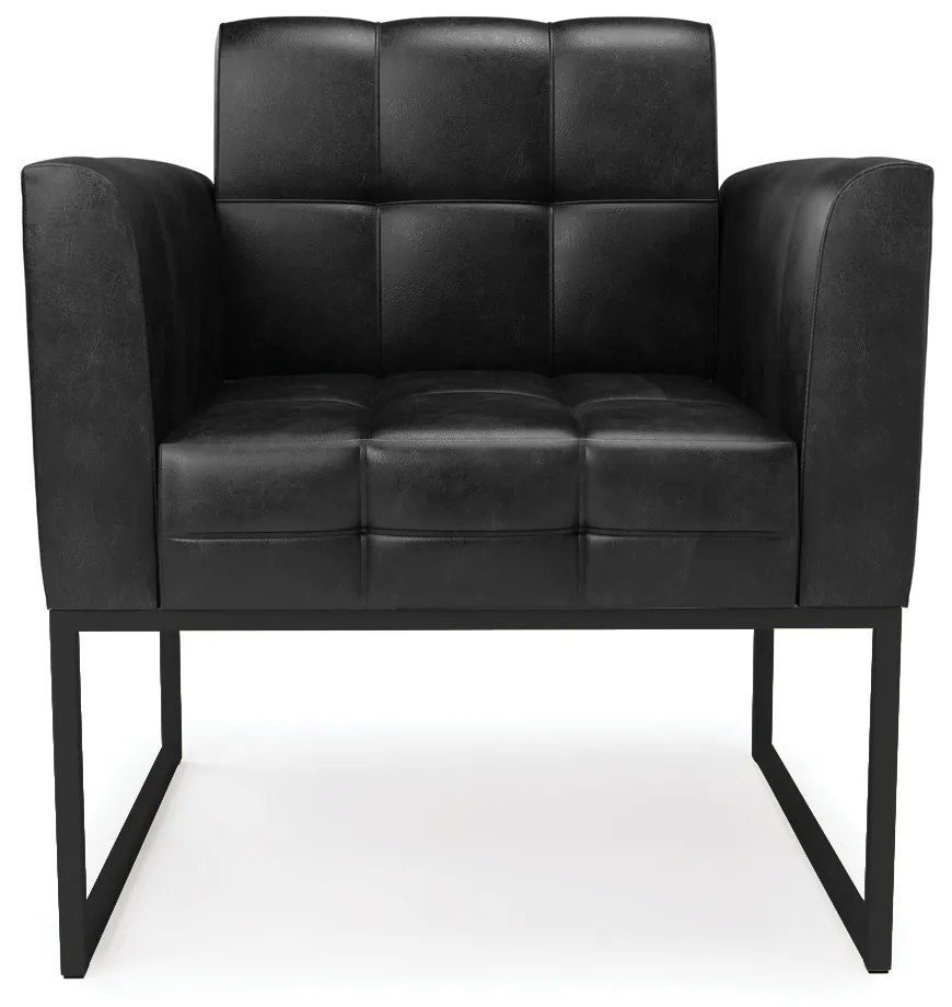 Poltrona Sala Decorativa Elisa Industrial Preto Sintético Pu Preto D03 - D'Rossi