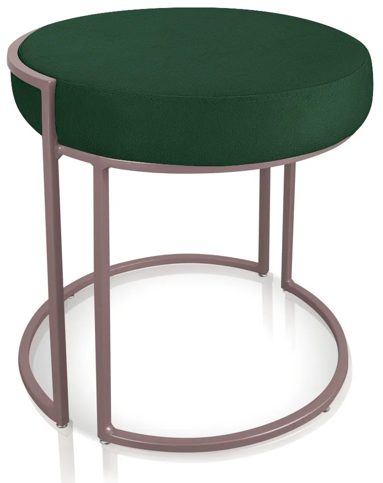 Puff Redondo Base Industrial Rosê Love Suede Verde D03 - D'Rossi