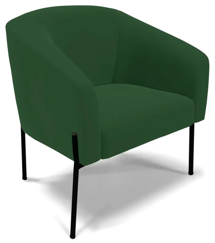 Poltrona Decorativa Pé de Ferro Preto Stella Veludo D03 - D'Rossi - Verde