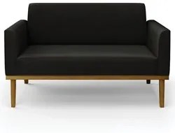 Sofá Namoradeira Base Madeira Castanho Maressa Suede Preto - Ibiza
