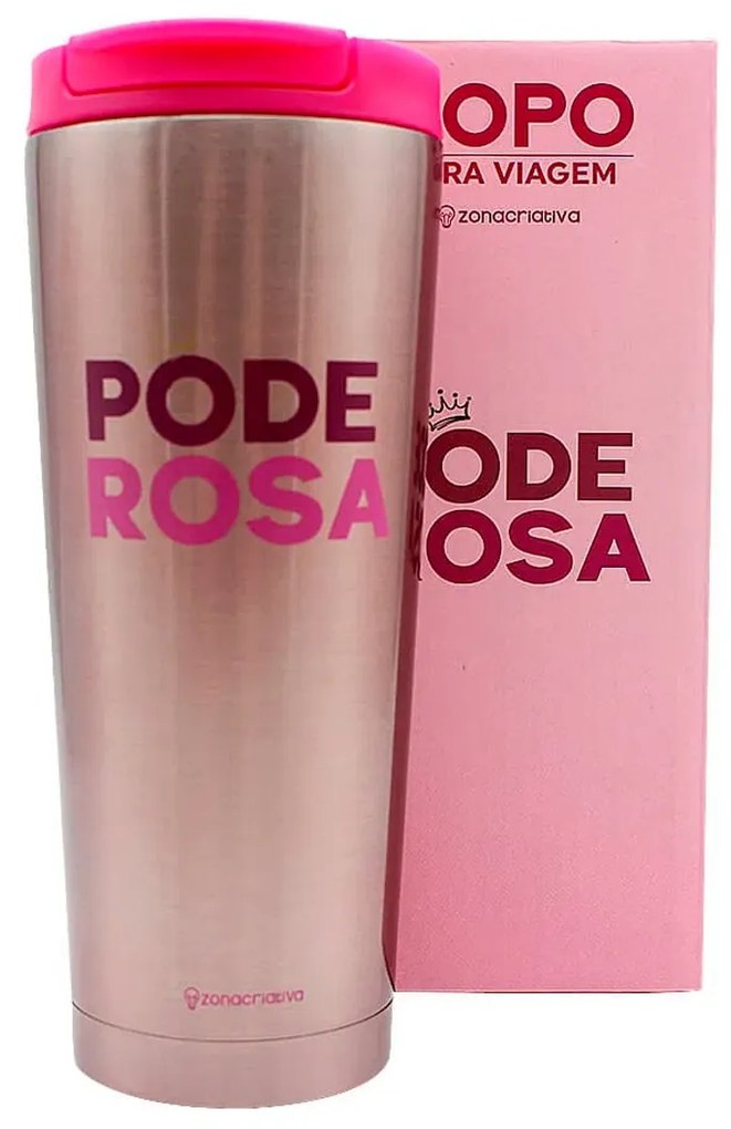 Copo Para Viagem Poderosa Rosa