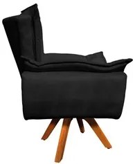 Poltrona Decorativa Sala de Estar Base Giratória Madeira Opla Suede Pr
