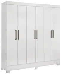 Guarda Roupa Casal 6 Portas 3 Gavetas Pratico D02 Branco - Mpozenato
